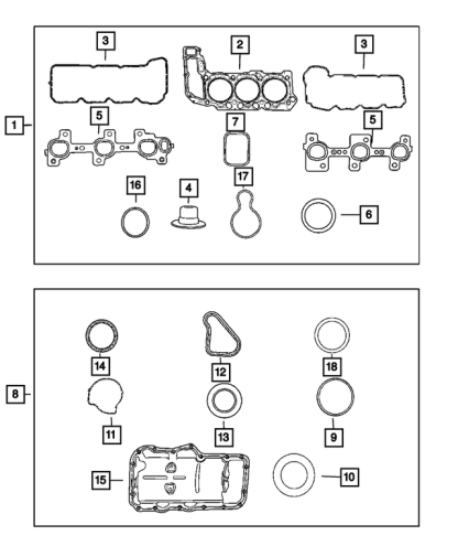 Kit de Empacadura Superior del Motor - Mopar (68003564AA) - Image 2